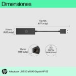 Adaptador USB 3.0 para RJ45 Gigabit HP G2 1000 Mbps Preto Wake On LAN PXE