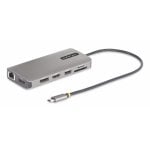 Dock USB-C StarTech 3 Monitores HDMI DP 4K SD LAN Hub 100W PD Gris