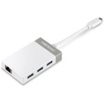 Adaptador USB-C Trendnet TUC-ETGH3 Gigabit Ethernet y Hub 3x USB 3.0 Gris Blanco