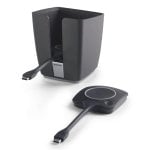Base alámbrica Barco R9861600P01C negra escritorio con LED y superficie antideslizante