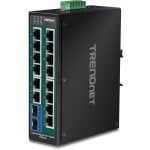 Switch Industrial TRENDnet TI-PG162 14 Puertos Gigabit PoE+ 2 SFP IP30 Metal DIN-Rail