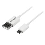 Cable USB StarTech USBPAUB2MW 2m USB A a Micro USB B Macho Blanco alta velocidad