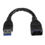 Kabel USB StarTech.com USB-A nach USB-C 15 cm Schnellladung 3A Aramidfaser Schwarz