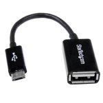 Adaptador USB OTG StarTech 12cm Micro USB B a USB A Negro Plug and Play