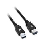 Cable de extensión USB V7 2m USB 3.2 Gen 1 A macho a A hembra chapado oro negro