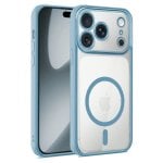 Capa cool para iPhone 17 Pro com borda azul clara magnética