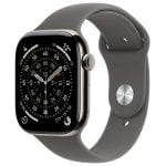 Apple Watch Series 11 GPS + Cellular 46mm Retina OLED Titane Naturel Bracelet Sport Gris Minéral S/M