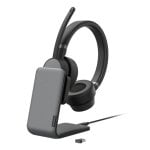 Auriculares Lenovo Go Wireless ANC Headset Bluetooth com Cancelamento de Ruído e suporte de carregamento, uso escritório, pretos