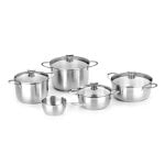Kochtopfset BRA A399908 Ancora Edelstahl 5-teilig mit Glasdeckel Induktion