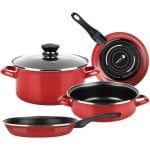 Batterie de cuisine Fagor Maxima 5 pièces aluminium rouge antiadhésif manche isolant Batterie de cuisine Fagor Maxima 5 pièces aluminium rouge antiadhésif manche isolant