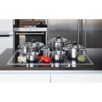 Batería de cocina Inoxibar 5 piezas acero inoxidable tapas cristal apta inducción Batería de cocina Inoxibar 5 piezas acero inoxidable tapas cristal apta inducción
