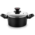 Cacerola Monix Titan Rock 20 cm Aluminio Forjado Revestimiento Titanio Tapa Vidrio