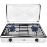 Hornillo a gas Vitrokitchen 202BB 2 quemadores Butano Blanco y Negro Aluminio Pulido Hornillo a gas Vitrokitchen 202BB 2 quemadores Butano Blanco y Negro Aluminio Pulido