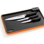 Küchenmesser Bra Efficient A198021 Set inklusive Schneidebrett und integriertem Schärfer