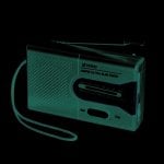 Radio portable Noir ABS avec radio FM, connecteur 3,5 mm, alimentation DC 3 V