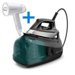 Plancha de vapor Rowenta Steamforce 2400W Verde Blanco suela Microsteam 400 HD 1.1L