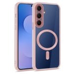 Cool Funda Magnética Transparente con Borde Rosa para Galaxy S25 FE