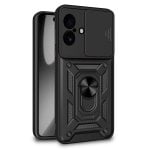 Capa cool para iPhone 17 com anel rígido preto