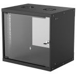Rack de pared Intellinet 714174 9U acero galvanizado negro puerta de cristal 50 kg