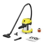 Aspiradora de tambor Kärcher WD 3 S 1000 W Seca y húmeda 15 L Acero inox