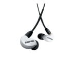 Auriculares Shure AONIC 215 com fio Jack 3,5 mm, Cancelamento Ativo de Ruído, microfone, translúcido/branco