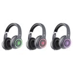 Auriculares Defender FREEMOTION B571 LED Wireless com Bluetooth, microfone, LED RGB, cinzento