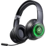 Auriculares Defender FreeMotion B400 sem fios e com fio Bluetooth para chamadas, música, desporto e uso diário com luz multicolor, microfone destacável e Redução Passiva de Ruído pretos