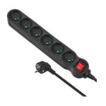 Multipresa Maclean MCE225 6 uscite 1,5 m Tipo F Nero Interruttore Sicurezza