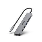 Hub UNITEK 7 Ports 5 Gbps USB 3.2 Gen 1 Type-C uHUB S7+ mit 4K HDMI, Kartenleser, 100 W PD, Space Gray Hub UNITEK 7 Ports 5 Gbps USB 3.2 Gen 1 Type-C uHUB S7+ mit 4K HDMI, Kartenleser, 100 W PD, Space Gray