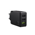 Carregador Green Cell CHARGC03 3x USB Carregamento Rápido Quick Charge 3.0 30W Preto