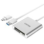 Lettore schede UNITEK Y-9313 CF MicroSD SD USB 3.2 Gen 1 5000 Mbit/s Argento Lettore schede UNITEK Y-9313 CF MicroSD SD USB 3.2 Gen 1 5000 Mbit/s Argento