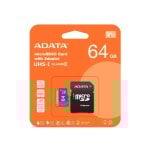 Tarjeta microSDHC ADATA 64GB Class 10 UHS-I 85MB/s con adaptador SD Tarjeta microSDHC ADATA 64GB Class 10 UHS-I 85MB/s con adaptador SD