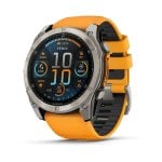 Garmin Fenix 8 GPS Bluetooth 51mm AMOLED Titânio Pulseira Preta e Laranja Tamanho Único 40m SpO2 Pulsómetro
