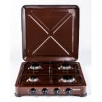 Cuisinière gaz Ravanson K-04BR 4 feux pose libre marron couvercle métal