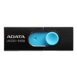 Pen USB ADATA UV220 64GB USB 2.0 Preto Azul Slide Pen USB ADATA UV220 64GB USB 2.0 Preto Azul Slide