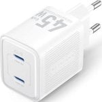 Carregador de Parede GaN Vention FEFW0-EU 2xUSB Tipo-C 45W Branco Carregador de Parede GaN Vention FEFW0-EU 2xUSB Tipo-C 45W Branco