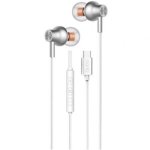 Auriculares Qubo AU-300C com cabo USB-C Microfone Controlo Volume Brancos