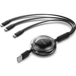 Cable USB retráctil Vention TRJBBE 3 en 1 1,1 m 17,5 W Negro
