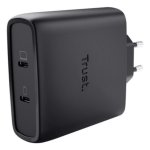 Cargador Trust Maxo GaN 100W 2 Puertos USB-C Carga Rápida Cable 2m Negro