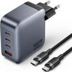 Cargador de Pared GaN Vention TZ-FETH0-EU 100W 3xUSB-C 1xUSB-A Cable 1m Gris Cargador de Pared GaN Vention TZ-FETH0-EU 100W 3xUSB-C 1xUSB-A Cable 1m Gris