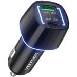 Cargador de coche Vention FFRB0 dos puertos USB-C USB-A 48W negro Cargador de coche Vention FFRB0 dos puertos USB-C USB-A 48W negro