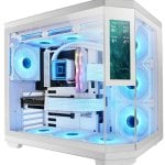 Boîtier de jeu Mars Gaming MC-3TCORELCDM Micro-ATX avec écran IPS 7,2" et triple verre trempé, blanc