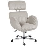 Homcom Silla De Oficina Piernas Cruzadas Con Reposabrazos Y Respaldo Alto Gris