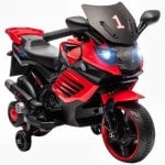 Aiyaplay Moto Eléctrica Para Niños 6v Con Ruedas De Apoyo Música Rojo