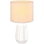 Homcom Lámpara De Mesa Base Cerámica Pantalla Lino 40w Blanco Y Beige