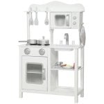 Aiyaplay Cocina De Juguete De Madera Con Sonido Fregadero Microondas Blanco