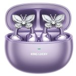 Auriculares Kinglucky intra-auriculares Bluetooth 5.4 com Cancelamento de Ruído, Microfone, IPX5, Caixa de Carregamento, roxo e prateado