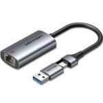 Adapter Vention CFQHB USB USB-C zu RJ45 1000Mbps Aluminium Grau