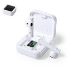 Auricolari Dam Electronics wireless Bluetooth 5.0 con ricarica solare, controllo touch e display LCD, bianchi