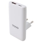 Carregador TooQ TQWC-GANSL65W1A1C GaN 65W USB-C PD USB-A QC Branco ultrafino